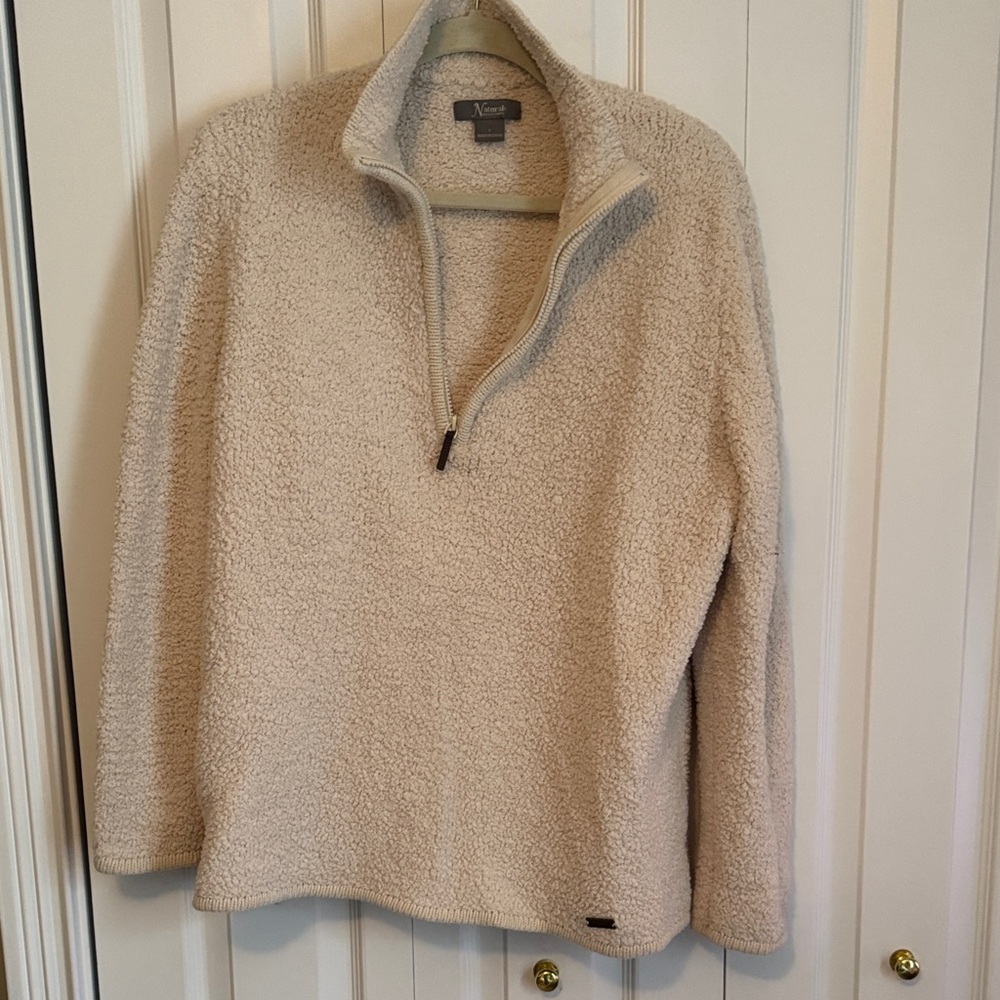 Natural Reflections Beige Sherpa Quarter-Zip Pullover